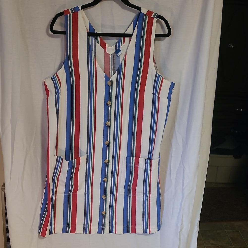 Old Navy Red and Blue Striped Mini Dress